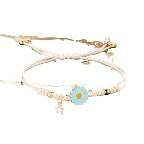 Hao Wu Xuan Gänseblümchen Sonne Blume handgemachtes Armband für Frauen Kinder Charme gewebte verstellbare Freundschaft Seil Kette Schmuck Armreif von Hao Wu Xuan