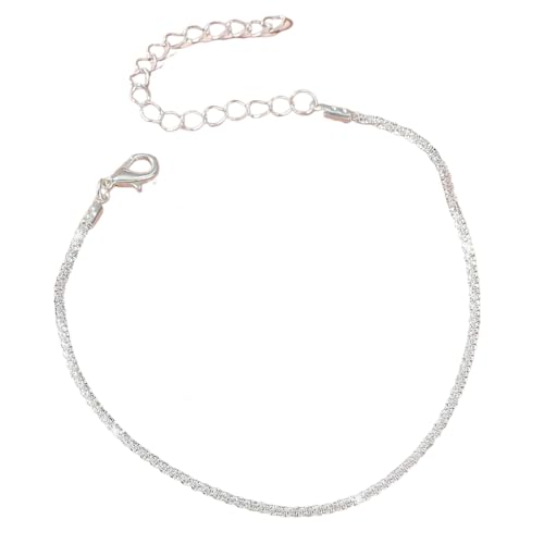 Hao Wu Xuan Glänzendes funkelndes einfaches Fußkettchen für Frauen Kreuzanhänger Silberfarbe Eleganter Schmuck Weiblicher Strand Knöchel auf Fuß Geschenke von Hao Wu Xuan