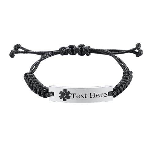 Hao Wu Xuan Gravur Medical Alert ID Armbänder für Frauen Mann Unisex Größe Verstellbare Schnur Seil Namensschild Schmuck von Hao Wu Xuan