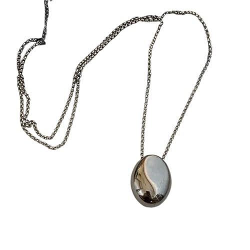 Hao Wu Xuan Große geometrische ovale Wassertropfen-Anhänger-Halskette für Frauen Mädchen Stahl langer Stil Pullover Kette Schmuck Geschenke von Hao Wu Xuan