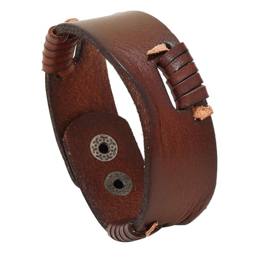 Hao Wu Xuan Jessingshow Punk Style Breites Rindsleder Armband für Männer Frauen Echtleder Armbänder & Armreifen Schwarz und Braun Farbe Armband von Hao Wu Xuan