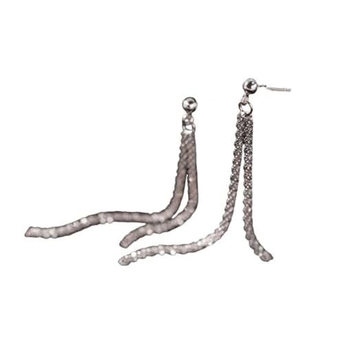 Hao Wu Xuan Koreanische trendige Quasten baumeln Ohrringe silberne Farbe glänzende lange Kette Ohrringe für Frauen Einfache weibliche Persönlichkeit Schmuck Geschenke von Hao Wu Xuan