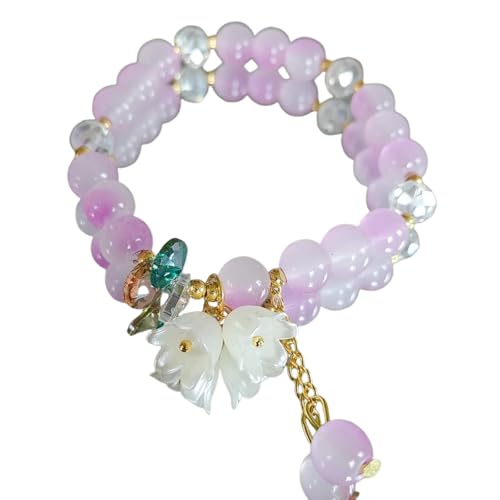 Hao Wu Xuan Koreanisches Charm Kristall Weiß Blumenblatt Armband Bunte Glasperlen Lily Valley Blume Armband für Frauen Hochzeit Schmuck von Hao Wu Xuan