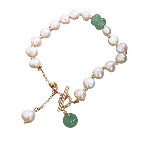 Hao Wu Xuan Kpop Trendy Unregelmäßiges Perlenarmband für Frauen Barock Stil Naturstein Anhänger Lucky Cuff Armband Geschenk Schmuck von Hao Wu Xuan