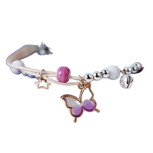 Hao Wu Xuan Kpop süßes buntes Schmetterlingsarmband für Frauen Mädchen Mode handgewebte Sternglocke Perlen Blume Anhänger Armband Schwester Schmuck von Hao Wu Xuan