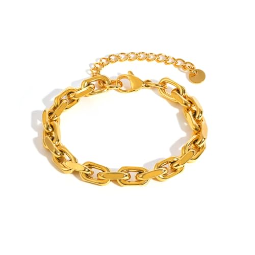 Hao Wu Xuan Kubanisches Chunky Chain Armband aus Edelstahl für Frauen, Mode vergoldetes Twist Chain Armband, Persönlichkeit Schmuck Geschenk Hao Wu Xuan Kubanisches Chunky Chain Armband aus Edelstahl für Frauen, Mode vergoldetes Twist Chain Armband, Persönlichkeit Schmuck Geschenk von Hao Wu Xuan