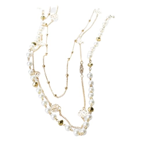 Hao Wu Xuan Lange Doppelschicht Simulierte Perlenkette Frauen Pullover Kette Weibliche Kragen Statement Schmuck von Hao Wu Xuan