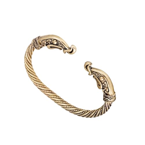 Hao Wu Xuan Lustige Doppelkopf Tier Offene Manschette Armband Wikinger Vintage Männer Armreif Antik Geschnitztes Armband Pagan Schmuck Geschenk von Hao Wu Xuan