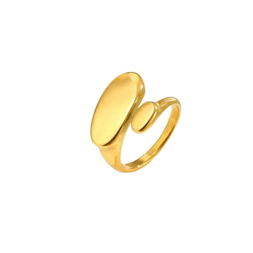 Hao Wu Xuan Minimalistischer offener Ring für Frauen, geometrischer Fingerschmuck aus Edelstahl Wasserdicht von Hao Wu Xuan