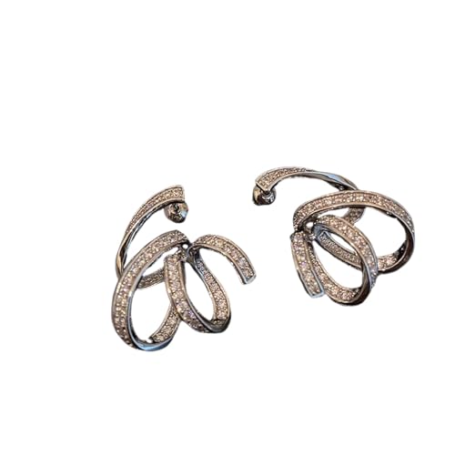 Hao Wu Xuan Mode Band Geformte Ohrringe Weiblich Trendy Luxus Silber Farbe Brillant Schmuck für Verlobung Zeremonie Party von Hao Wu Xuan