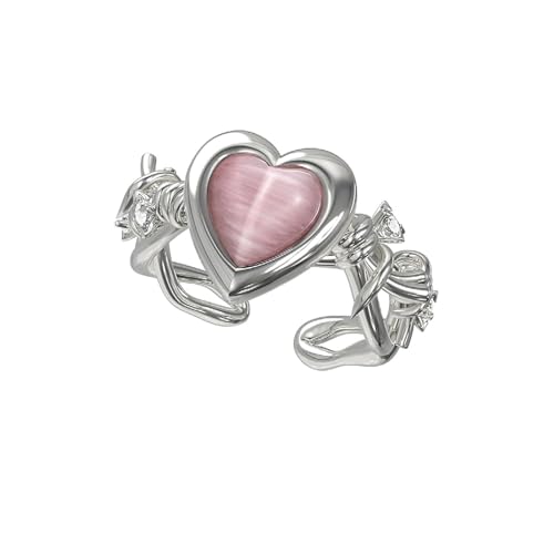 Hao Wu Xuan Mode rosa Liebe Verstellbarer Ring Zarter Liebesring Mädchen fühlen sich offen Hochzeit Verlobungsring Premium-Geschenk von Hao Wu Xuan