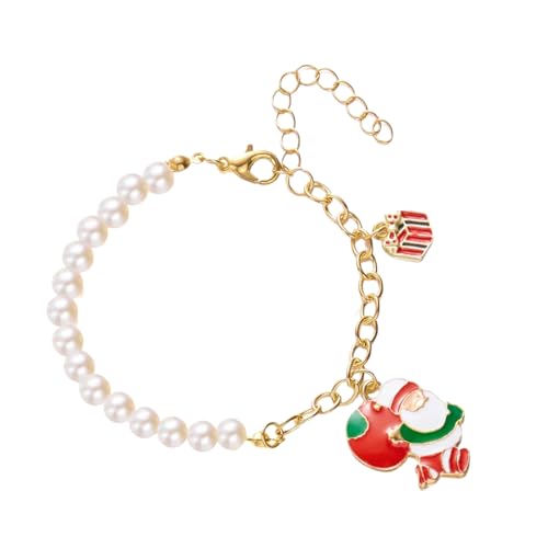 Hao Wu Xuan Niedliche Schneeflocke Santa Anhänger Perlenarmband für Damen Perlen Kette Armreif Schmuck Weihnachten Schneemann Jahr Emaille Geschenke von Hao Wu Xuan