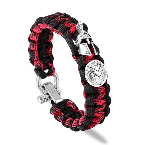 Hao Wu Xuan Nordic Outdoor Spartanischer Krieger Helm Lanyard Armbänder Männer Antik Wikinger Zubehör Survival Paracord Armreifen homme Handarbeit von Hao Wu Xuan