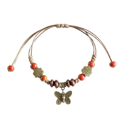 Hao Wu Xuan Persönlichkeit Verstellbares Keramik Perlenarmband Vintage Ethnischer Stil Schmetterling Anhänger Armband Böhmisches Armband Schmuck Geschenke von Hao Wu Xuan