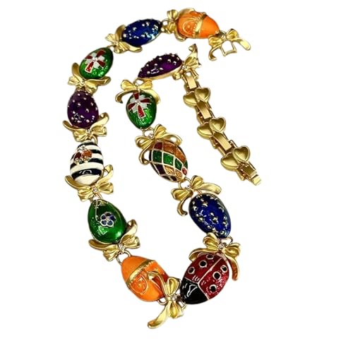 Hao Wu Xuan Retro-Stil Buntes Insektenschmuck-Set Mittelalterliches übertriebenes Armband Modischer Pullover Schlüsselbeinketten Böhmisches Accessoire von Hao Wu Xuan