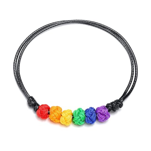 Hao Wu Xuan Schwule Lesbe LGBT Pride Seil Armband mit Regenbogen Knoten Perlen Accessoire Armband Verstellbare Männer Frauen Unisex Geschenk von Hao Wu Xuan