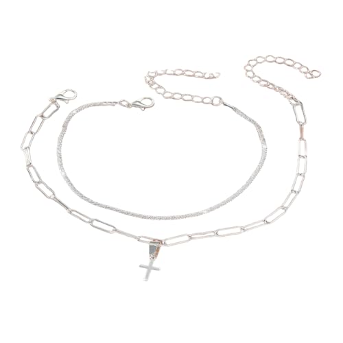 Hao Wu Xuan Sommer Strand Bein Fußkettchen Armband Funkelnde Kette Zirkon Kreuz Anhänger Armband Trendy Boho Schmuck Barfuß Sandalen Zubehör von Hao Wu Xuan