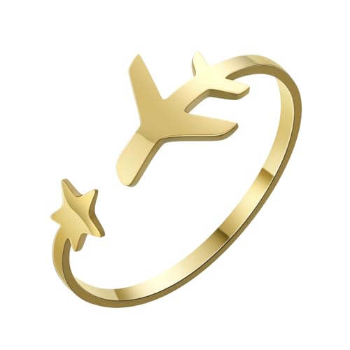 Hao Wu Xuan Star Airplane Opening Ringe Für Frauen Männer Gold Farbe Minimalistischer Verstellbarer Fingerring Schmuck Geschenk Hao Wu Xuan Star Airplane Opening Ringe Für Frauen Männer Gold Farbe Minimalistischer Verstellbarer Fingerring Schmuck Geschenk von Hao Wu Xuan