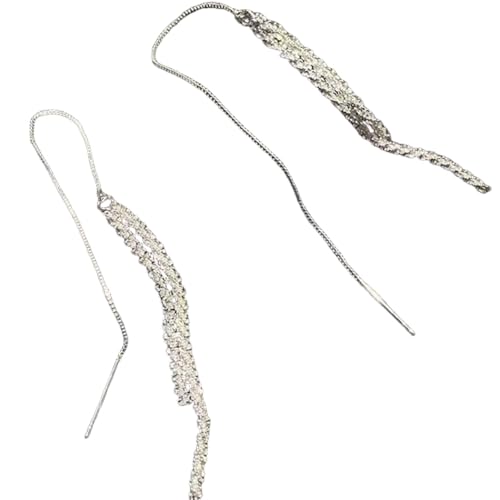 Hao Wu Xuan Trend Bling Lange Quaste Kette Tropfen Ohrringe für Frauen Mädchen Koreanische Hängende Ohrring Luxus Hochzeit Schmuck Zubehör von Hao Wu Xuan