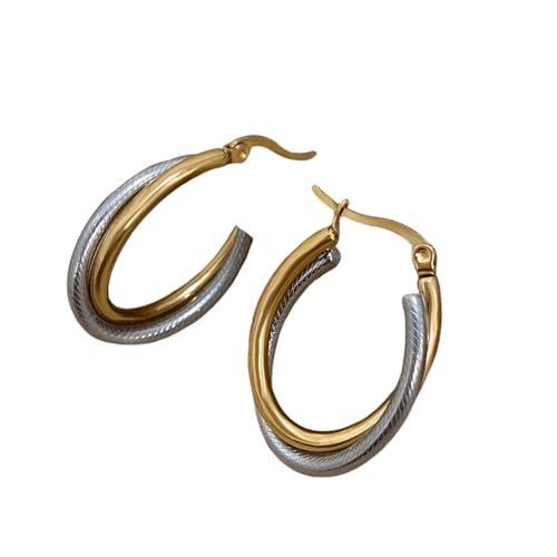 Hao Wu Xuan Trend Edelstahl Golden Twist Creolen Für Frauen Party Schmuck Teen Geschenk von Hao Wu Xuan