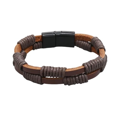 Hao Wu Xuan Trendige Lederarmbänder Männer Legierung Magnetschnalle Mehrschichtiges handgemachtes geflochtenes Seilarmband für männliche weibliche Armbänder Schmuck von Hao Wu Xuan