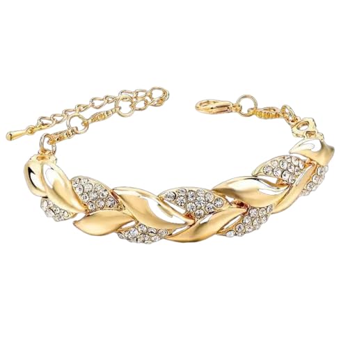 Hao Wu Xuan Trendiges Blatt Anhänger Armband Verstellbare Kette Unisex Schmuck Kristall Stein Funkelnde tägliche Kleidung Street Style Geschenk von Hao Wu Xuan