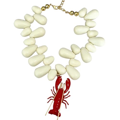 Hao Wu Xuan Übertriebene böhmische rote Hummer Krabbe Anhänger Wassertropfen Perlenkette Chunky Charms Schmuck für Frauen von Hao Wu Xuan