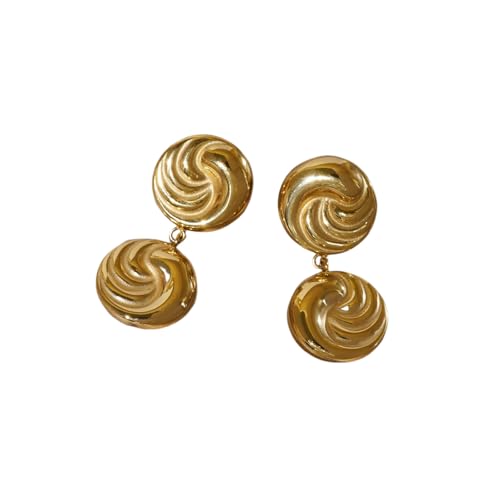 Hao Wu Xuan Vergoldete Vintage-Ohrringe mit rundem Faden Hypoallergener Bankettschmuck aus Edelstahl für Frauen Accessoires von Hao Wu Xuan