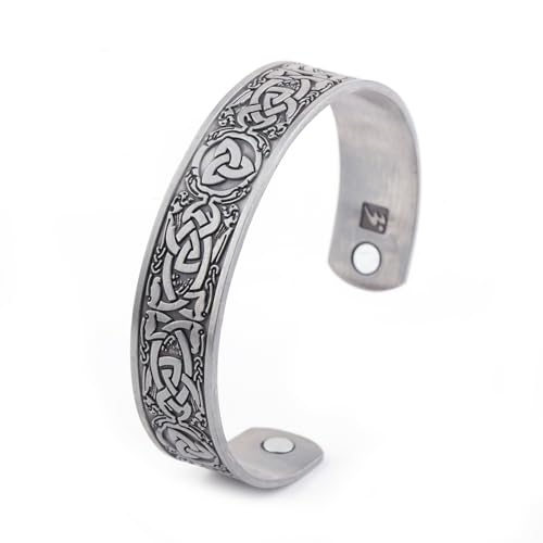 Hao Wu Xuan Viking Magnetisches Manschettenarmband Männer Verstellbares männliches Amulett Wikinger keltische Knoten Armbänder Armreif Geschenk für Frauen von Hao Wu Xuan