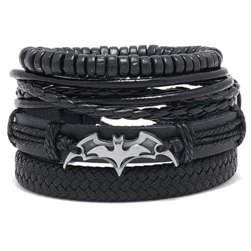 Hao Wu Xuan Vinatge Armreifen Gothic Punk Stil handgemachte geflochtene Wickel Leder Armbänder für Männer Holz Perlen Ethnische Stamm Armbänder Schmuck von Hao Wu Xuan