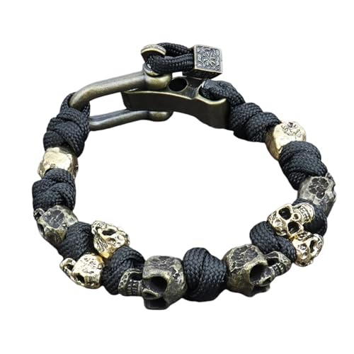 Hao Wu Xuan Vintag Design Schädel Armbänder Beliebter Charm Verstellbares handgefertigtes gewebtes Armband für Männer Punk Rock Motorrad Schmuck von Hao Wu Xuan