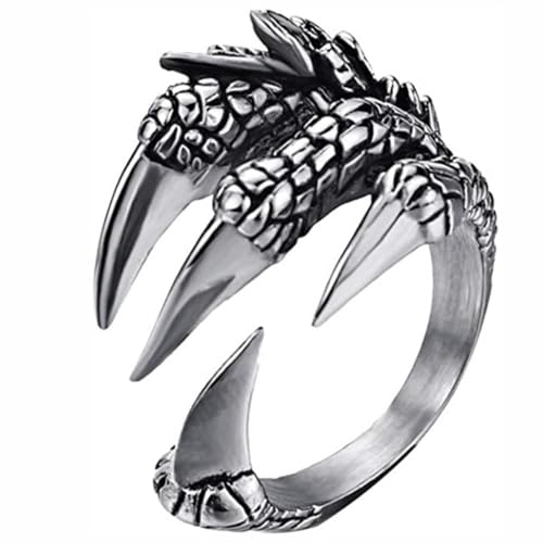 Hao Wu Xuan Vintage Drachenklaue Verstellbarer offener Ring Tibetischer Adler Tierring Männer Frauen Punk Schmuck Motorrad Stil Männer Nische RingSchmuck von Hao Wu Xuan