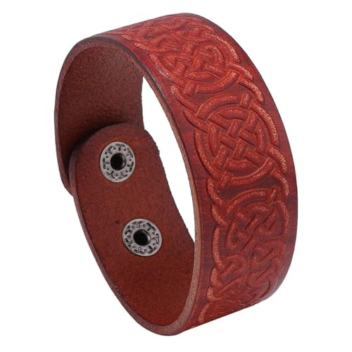 Hao Wu Xuan Vintage Emboss Echtes Leder Armreifen Punk Braun Armbänder für Männer Breite Paar Männer Mode Armband Männlicher Schmuck Geschenke von Hao Wu Xuan