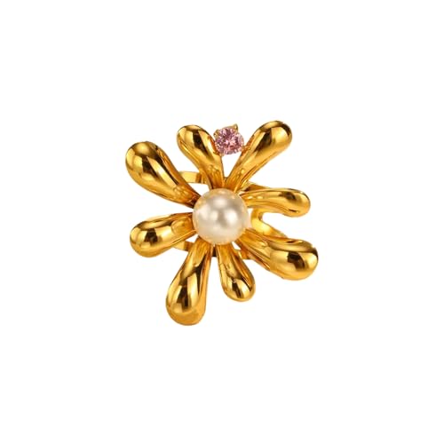 Hao Wu Xuan Wasserdichte offene geometrische Ringe aus Edelstahl für Frauen, goldfarbene Partyringe verstellbare weibliche Statement-Schmuckgeschenke von Hao Wu Xuan