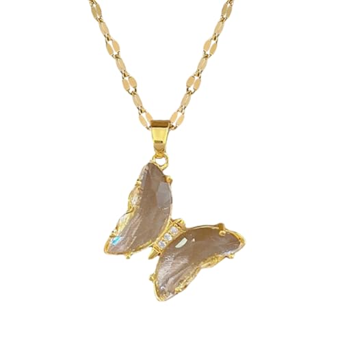 Hao Wu Xuan Wunderschöner Zirkon Schmetterling Anhänger Mode Edelstahl Kette Damen Party Vielseitiger Schmuck Geburtstagsgeschenk von Hao Wu Xuan