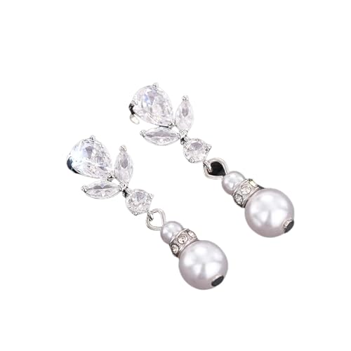 Hao Wu Xuan Zarte simulierte Perlenanhänger Ohrringe Lady Graceful Schmuck für Hochzeit Brillante Accessoires für die Verlobung von Hao Wu Xuan