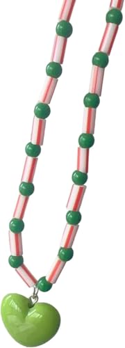 Herz Anhänger Halskette Verstellbare Kette Halskette Stilvolle Perlenkette Halskette Harz Textur Halsschmuck Für Frau Mädchen von Hao Wu Xuan