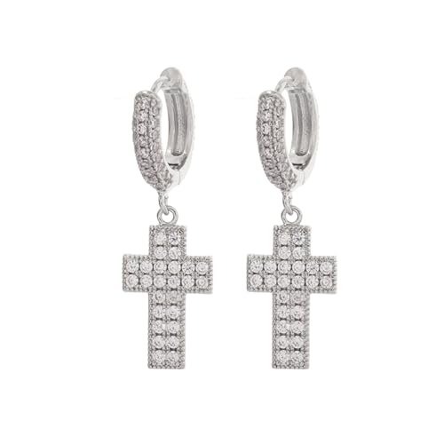 Hip Hop Iced Out Cross Dangle Ohrringe für Männer Frauen Bling Silber Farbe Zirkon Ohrringe Anti Allergie Hip Hop Iced Out Cross Dangle Ohrringe für Männer Frauen Bling Silber Farbe Zirkon Ohrringe Anti Allergie von Hao Wu Xuan