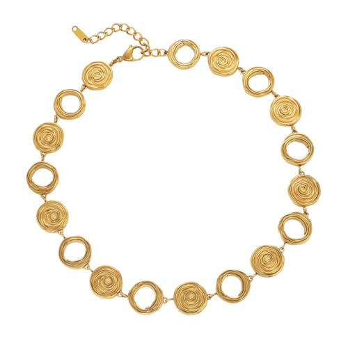 Hip Hop Kreis Faden Chunky Halskette Set Edelstahl Vergoldete Ketten Vintage Schmuck Zubehör von Hao Wu Xuan