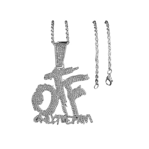 Hip Hop glänzender Zirkon Englisch "otf" Buchstabe Anhänger Halskette für Männer und Frauen Mode Rock Party Schmuck Geschenk von Hao Wu Xuan