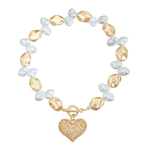 Hollow Out Herz Perle Schlüsselbein Kette Liebe Halskette Übertriebene Chunky Statement Charm Halsketten Weiblich für Damen von Hao Wu Xuan