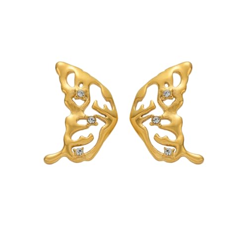 INS Trendige vergoldete Zirkon Aushöhlen Schmetterling Flügel Ohrringe Hypoallergene Edelstahl Modell Schmuck Geschenke INS Trendige vergoldete Zirkon Aushöhlen Schmetterling Flügel Ohrringe Hypoallergene Edelstahl Modell Schmuck Geschenke von Hao Wu Xuan