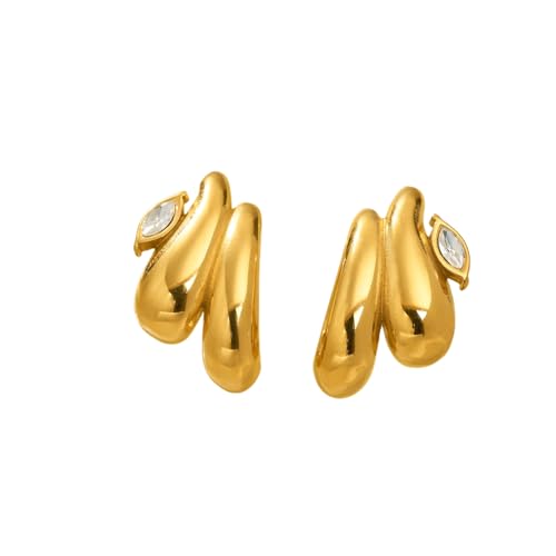 Ins Trendy Punk Irregular Eye Zirkon Ohrringe Pvd Vergoldet Edelstahl Vintage Luxus Schmuck für Frauen von Hao Wu Xuan