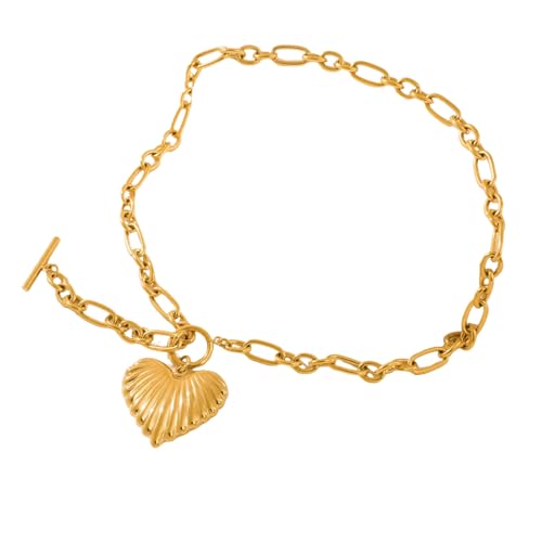 Ins Trendy Vergoldet Vintage Chunky Roman Ot Kette Liebe Herz Anhänger Halskette Edelstahl Kleid Schmuck von Hao Wu Xuan