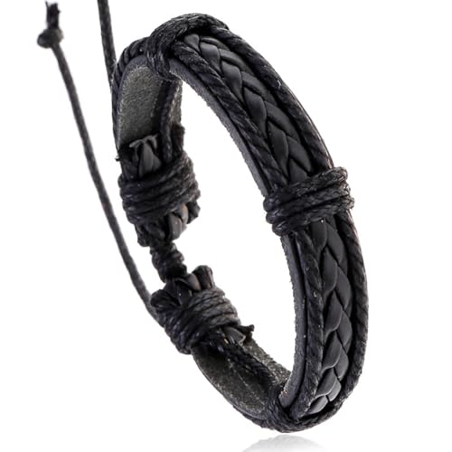 Jessingshow Angekommen Mode Charme Leder Herren Armbänder Beliebte Jungen Schwarz Armreif Handgemachte Geflochtene Verstellbare Armbänder von Hao Wu Xuan