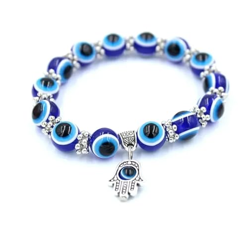 Klassische Lucky Evil Eye Armbänder für Männer Frauen Blau Evil Eye Palm Schmetterling Anhänger Perlen Armreifen Handgemachte Charme Schmuck von Hao Wu Xuan
