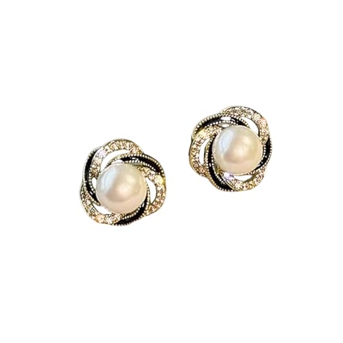 Koreanische Elegante Rose Blume Zirkon Perle Ohrstecker für Frauen Luxus Ohrringe Accessoires Geschenk Trendige Delie Schmuck von Hao Wu Xuan