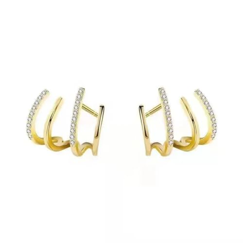 Koreanische Klauenohrringe Vierzackige Fassung Goldfarbe Ohr Ohrring Glänzender Kristall Süße Frauen Ohrstecker 2023 Schmuck Geschenk von Hao Wu Xuan