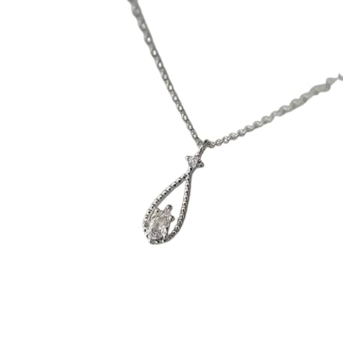 Koreanische Mode Zirkon Wassertropfen Anhänger Halskette Für Frauen Vintage Elegantes Temperament Schlüsselbein Kette Halskette Hochzeit Schmuck von Hao Wu Xuan