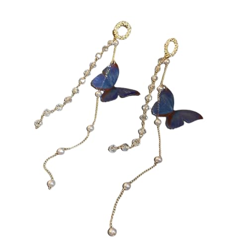 Koreanische Version Trendige lange Quaste Schmetterling Ohrringe für Frauen Nische Kristall Perle Licht Luxus Ohrstecker von Hao Wu Xuan